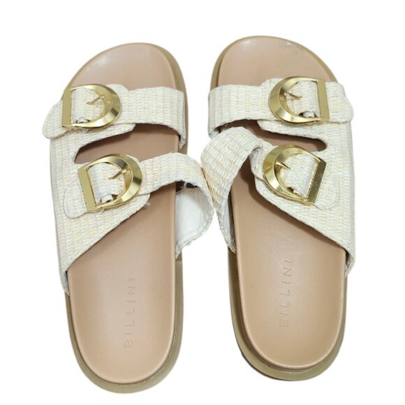 Billini Tayo Raffia Buckle Slide Sandals Natural Size 10 New Without Box - Picture 7 of 11